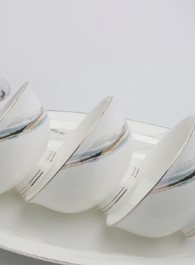 敏杨 梦飞扬骨瓷新中式碗盘家用碗碟套装乔迁餐具陶瓷轻奢面碗