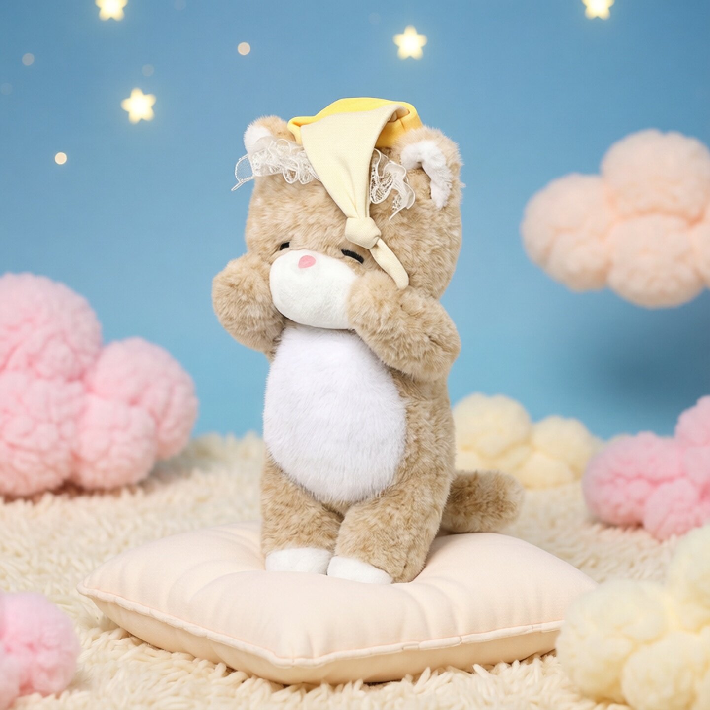 卡通黄色小猫玩偶毛绒玩具可爱公仔睡觉抱枕儿童娃娃生日礼物女生