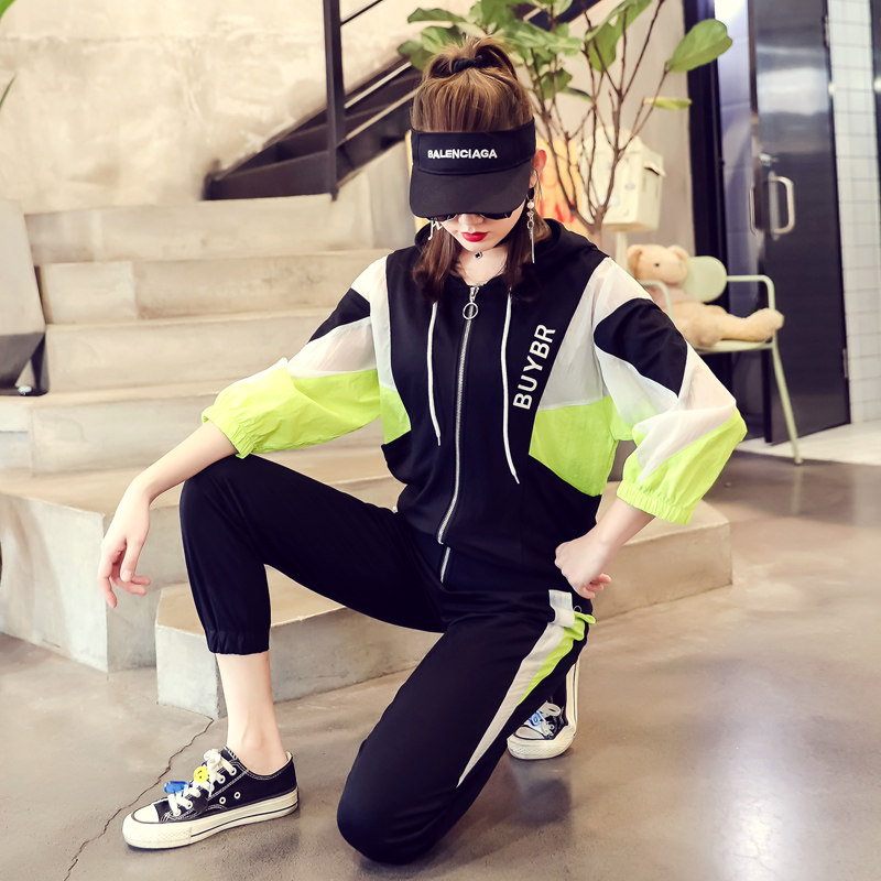 欧货运动套装女夏洋气宽松韩版时尚2020年春季潮牌休闲两件套防晒