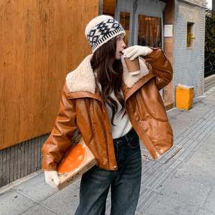 冬季女装新款金属丝油皮新国标90绒羽绒服短款夹克服羽绒