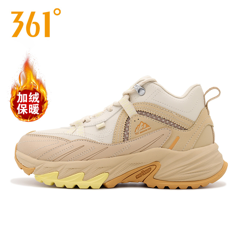 361加绒休闲鞋女2025冬季新款革面保暖舒适运动登山鞋582443309A