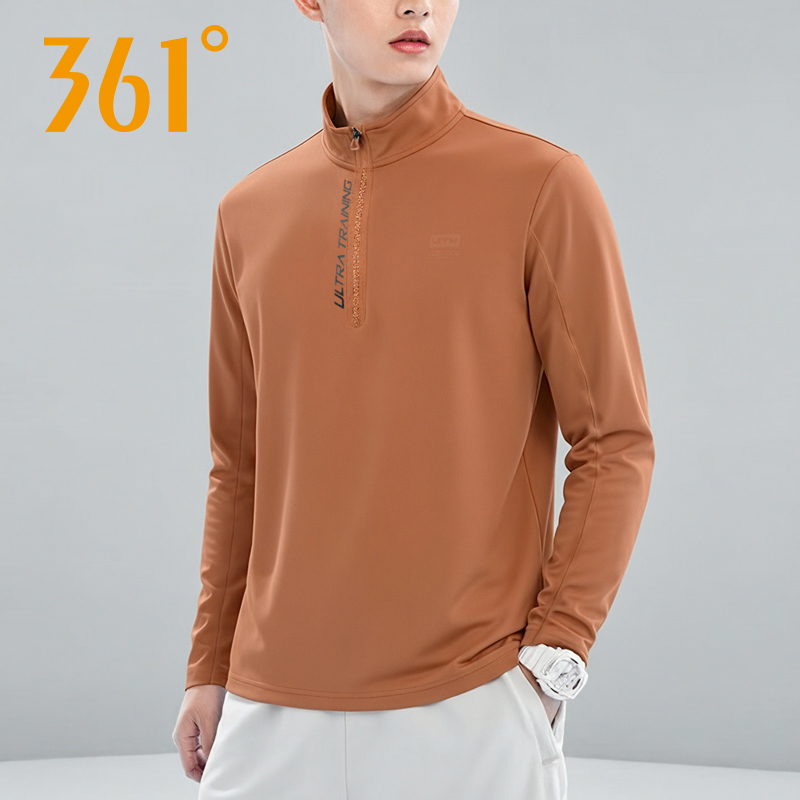 361度男式长袖t恤半开领上衣户外运动长袖卫衣秋季新品55Z534122