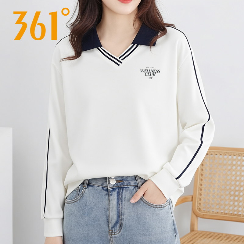 361度女式运动卫衣时尚V领长袖休闲外套上衣秋季新品56Z534801