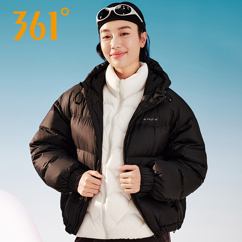 361度短款羽绒服女2026冬季连帽加厚保暖羽绒大衣外套562544309TJ