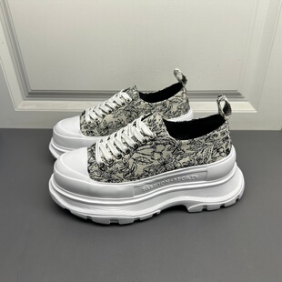 7cm增高小个子百搭系带轻便休闲鞋 女新款 处理厚底帆布鞋 撤柜断码