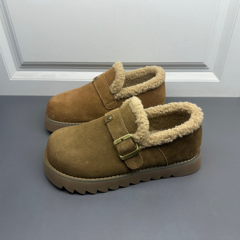 新款时尚磨砂牛皮一脚蹬休闲棉鞋