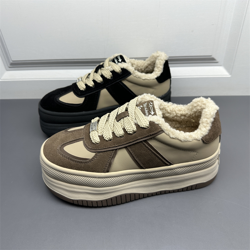 加棉保暖舒适百搭圆头厚底德训鞋