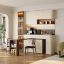 中古风餐边柜折叠旋转餐桌一体储物柜客厅家用靠墙收纳茶水柜定制