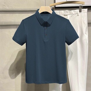 半袖 高端时尚 男上衣 纯色保罗滑料Polo衫 领夏季 冰丝短袖 男t恤衬衫