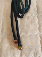 Silk, mulberry silk, pure black jacquard, Chinese-style waist rope belt, jade bead pendant (1.85 meters) thumbnail 5