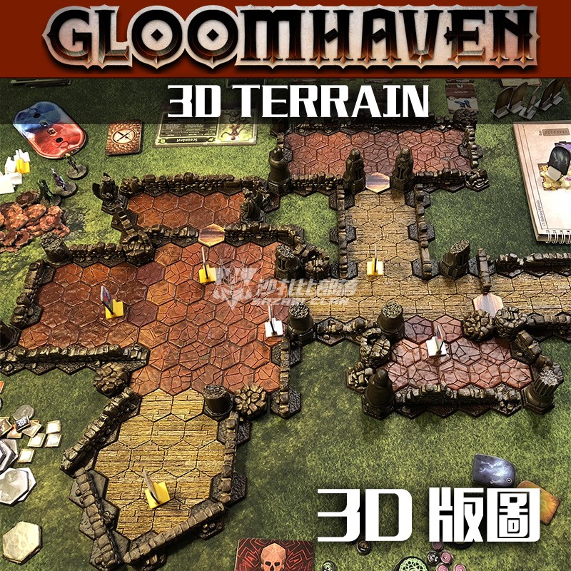 幽暗港GLOOMHAVEN 通用3D场景Axolote Hex拼图系列 ▲沙扎比部落