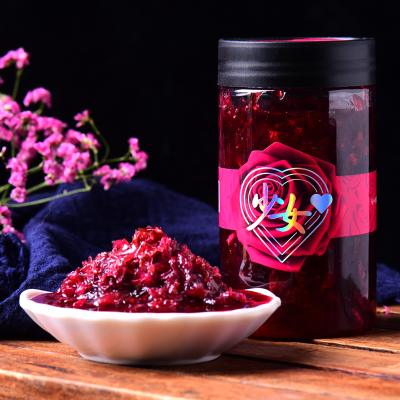 云南食用玫瑰花酱蜂蜜少女心400克瓶