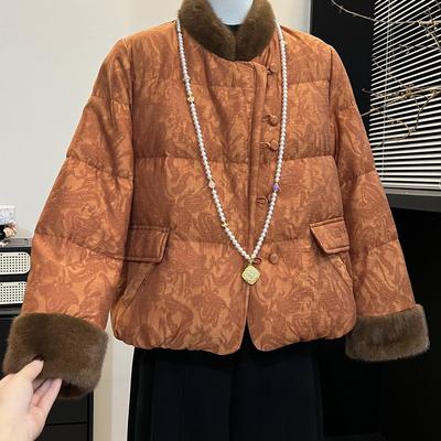 妈妈装新中式国风毛领羽绒服冬季新款2025中年高贵复古鹅绒服外套