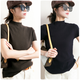 City极简高智 女打底衫 全店自留款 针织衫 双色小高领短袖 TidePA