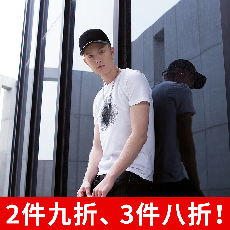 夏季新款短袖圓領男T恤中青年寬松大碼半袖刺繡潮流純色男體恤衫在類目 男裝, T恤中 - 來自Buy2taobao.com提供專業的淘寶代購服務