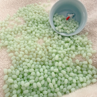 diy手工材料配件 200颗 玻璃珠 仿玉珠 4x6mm手工材料 淡绿椭圆珠