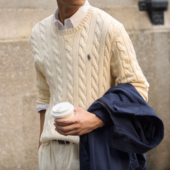 SEASONMARK 保暖针织衫 小马刺绣系列 绞花毛衣休闲百搭纯棉长袖