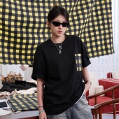 MARK BV同款 格子口袋圆领短袖 SEASON 时尚 潮流休闲百搭情侣T恤