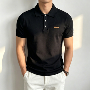 SEASON MARK老钱风公路标POLO衫短袖正肩凉感透气针织男士商务T恤