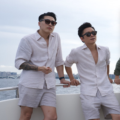 SEASONMARK意式100%亚麻长袖衬衫