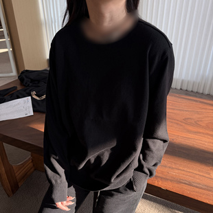 SEASON MARK纯色格纹圆领针织衫休闲百搭长袖保暖毛衣情侣打底衫