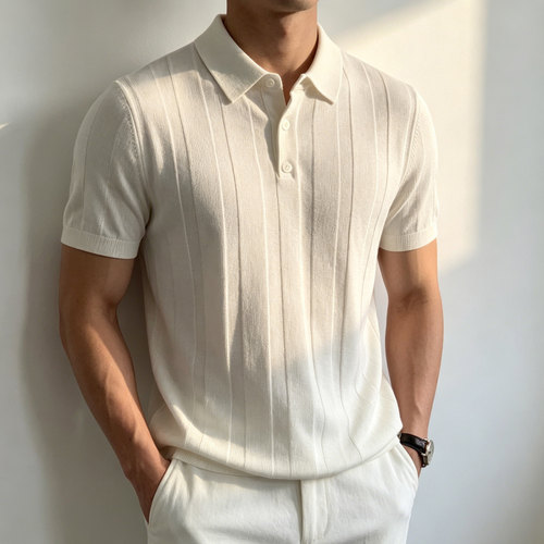 SEASONMARK蚕丝亚麻松弛感POLO衫