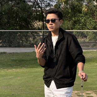 外套春季 SEASON MARK「老钱感拉爆」商务休闲夹克麂皮绒黑色男士