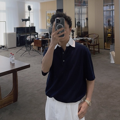 SEASONMARK新款藏青翻领Polo短袖