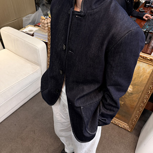 长袖 SEASON 外套休闲百搭商务男士 老钱风藏蓝西装 外套 MARK新中式