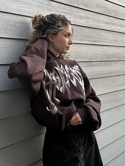 American-Style Revengess Embroidered Autumn Niche Vintage Loose Lake Blue Hoodie Sweatshirt Jacket