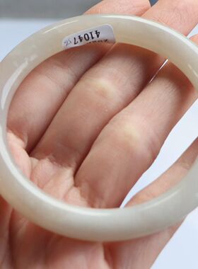 保真天然和田玉手镯56圈口证书号1141047藕粉色烟灰色 青海料圆条