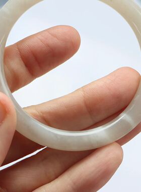 保真天然和田玉手镯55.5圈口证号1141061藕粉色烟灰色 青海料圆条