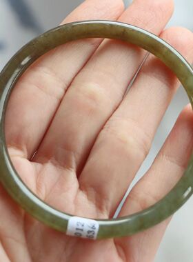 保真天然和田玉手镯60圈口证1282163且末蓝青糖色 新疆且末料圆条