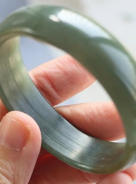 保真天然和田玉手镯53圈口证书9260834且末蓝青糖色 新疆料和田玉