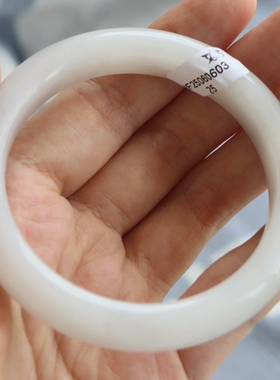 保真天然和田玉手镯56圈口6060325和田玉淡紫白色 青海料