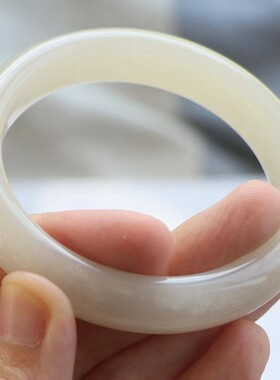 保真天然和田玉手镯56圈口证书编号8131909和田玉藕粉色 青海料