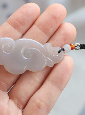 保真天然和田玉吊坠和田玉如意青海料证书编号4120079淡紫色烟灰