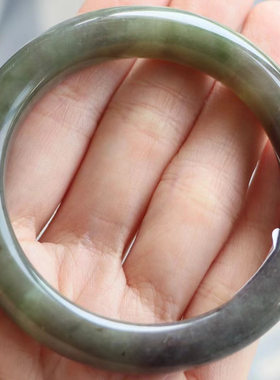 保真和田玉手镯53圈口证书编号1010243和田玉翠紫双色 青海料