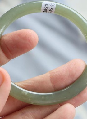 保真天然和田玉手镯58圈口证书编号9260752和田玉晴水 青海料细条