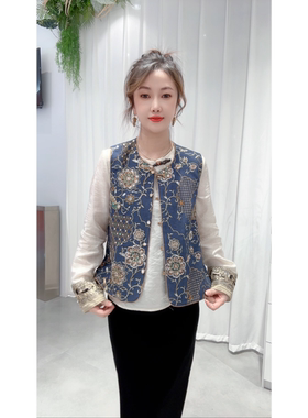 【闪耀星空】亮片串珠轻奢精致刺绣马甲女复古时髦国风新中式马夹