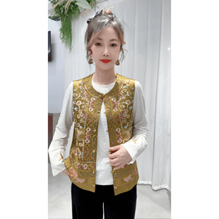 【金如意】新中式重工刺绣国风马甲女2026春季新款马夹背心