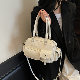 复古简约手提包女士通勤包2025秋新款大容量枕头包简约单肩斜挎包