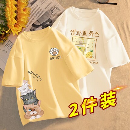 Original Salt-Style Short-Sleeve T-Shirt for Women, Summer Korean Version, Loose Fit, Slimming for Young Girls and Students, ins Niche Design, Plus-Size Top