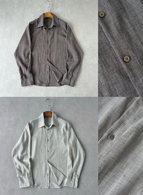 H1c 光影*亚麻混纺花纱高智松弛基础通勤衬衫 轻薄春夏/正肩微阔