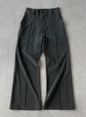H1c云矢*立体中线弯刀微喇西裤 多线分割/舒适通勤/软垂 抗皱易理