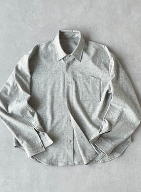 H1c 月影*亚麻混纺花纱基础通勤衬衫 微阔剪裁/石纹扣/抗皱易理