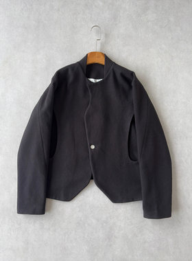 H1c 绅*不规则解构斜纹毛呢西装宫廷外套夹克 条纹里衬/多形态