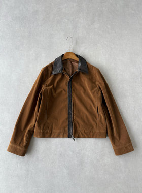 H1c 西部*撞色拼皮仿牛绒正肩短款麂皮绒夹克 特殊色调/硬挺有型