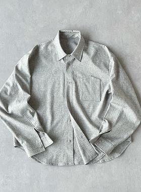 H1c 月影*亚麻混纺花纱基础通勤衬衫 微阔剪裁/石纹扣/抗皱易理
