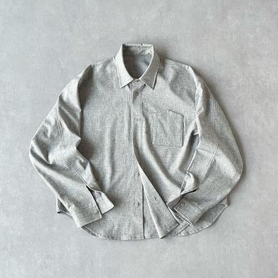 H1c月影*微阔剪裁亚麻混纺衬衫